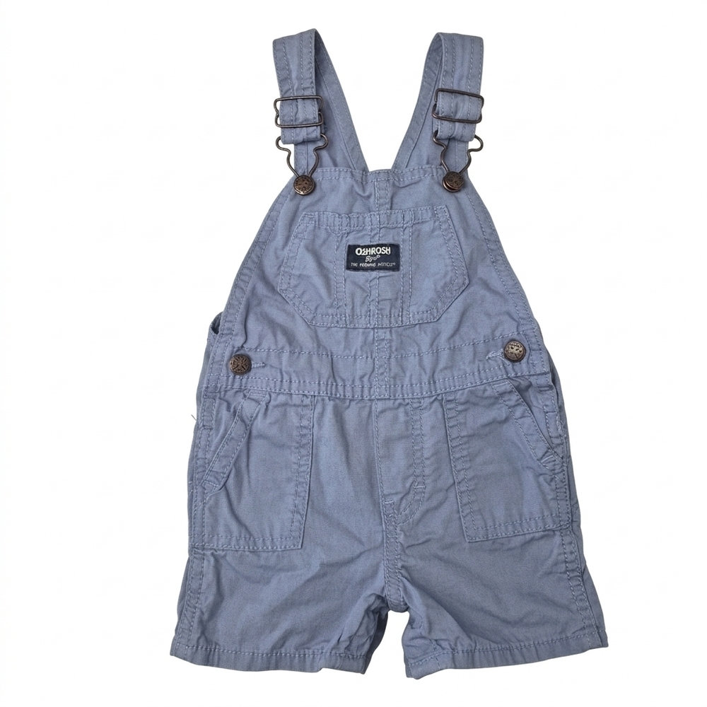 OshKosh B'gosh Blue Canvas Vestbak Overalls Shortalls Size 12M